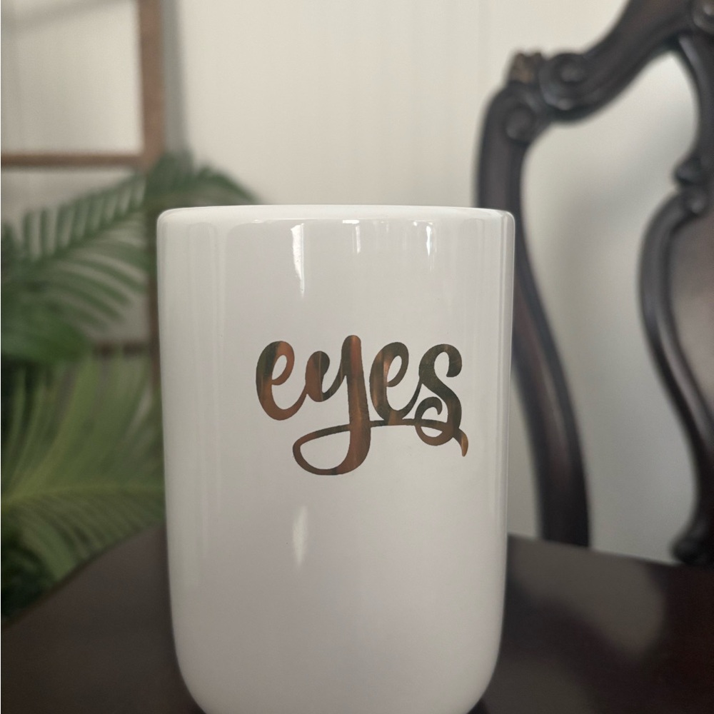 White Ceramic Mug with 'eyes' Design